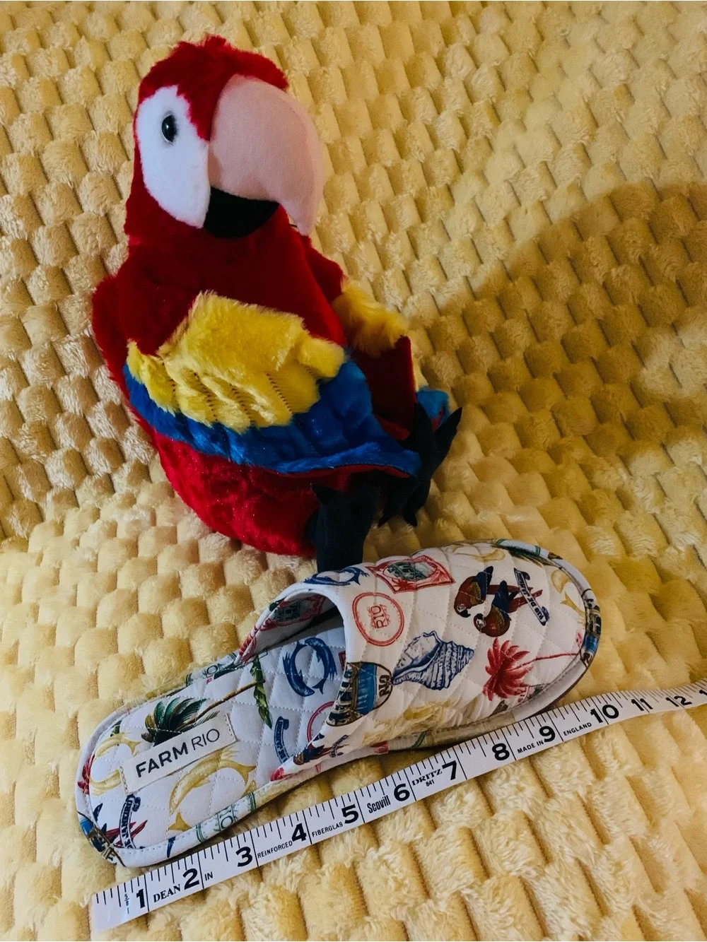 FARM RIO Tropical Vintage Hotel Slippers Women’s Size 9 Parrot Tropical Slides - Picture 7 of 9